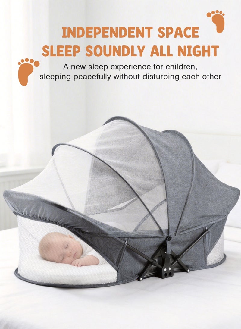 URbazaar Portable Travel Bassinet for 0-5M Baby, Baby Cribs Travel Pod for Outdoors Baby Lounger,Infant Travel Bed with Mosquito Net and Sunshade Canopy, Lightweight Washable Foldable - Image 2