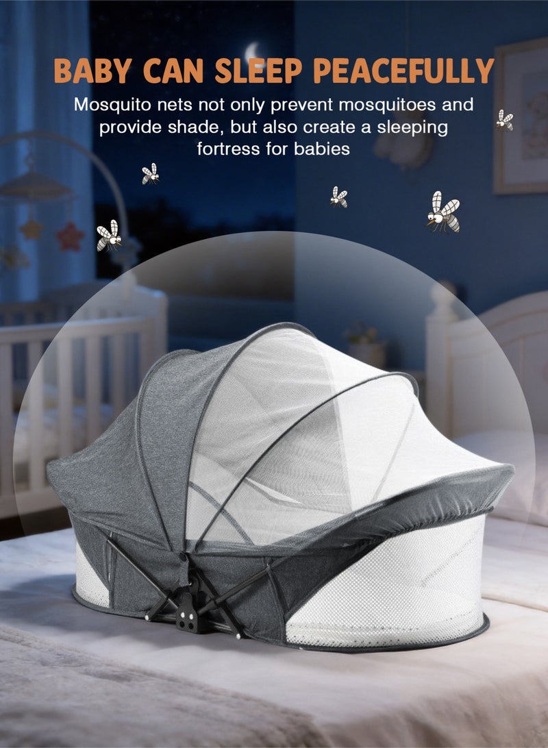 URbazaar Portable Travel Bassinet for 0-5M Baby, Baby Cribs Travel Pod for Outdoors Baby Lounger,Infant Travel Bed with Mosquito Net and Sunshade Canopy, Lightweight Washable Foldable - Image 5