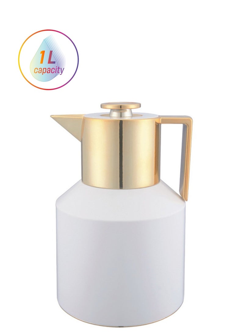 REEM - Plastic Tea & Coffee Flask 1 Liter Ivory / Gold - Image 1