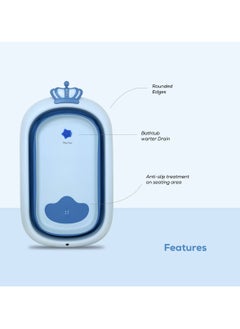 Nurtur حوض استحمام صغير قابل للطي للأطفال مع تصميم مانع للانزلاق باللون الأزرق الفاتح  - Image 2