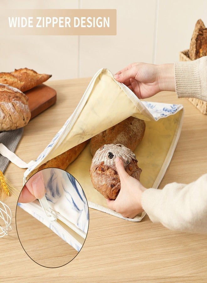 Windance Wide Zipper Access Cotton &Beeswax Bags for Homemade Bread 2 Pack XL Reusable Beeswax Bread Bags for Homemade Bread Freezer Organic Cotton Food Storage Bags to Keep Fresh - Image 4