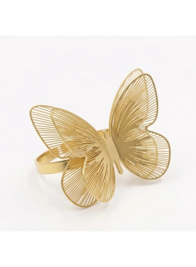 6PCS Elegant Hollow Butterfly Metal Napkin Rings for Dining Table Decor - Image 4