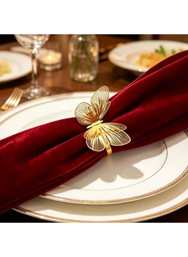 6PCS Elegant Hollow Butterfly Metal Napkin Rings for Dining Table Decor - Image 1