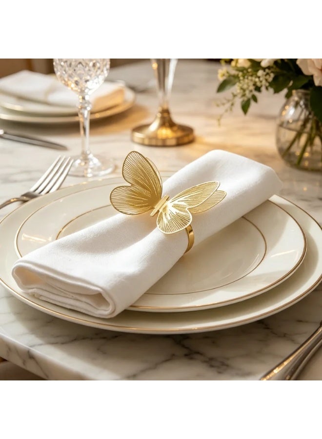 6PCS Elegant Hollow Butterfly Metal Napkin Rings for Dining Table Decor - Image 3