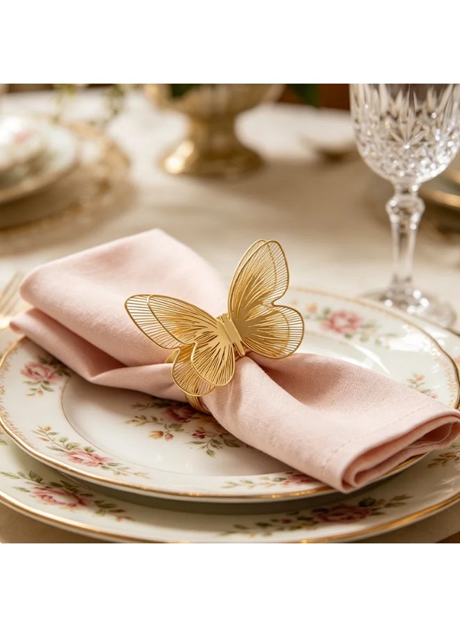 6PCS Elegant Hollow Butterfly Metal Napkin Rings for Dining Table Decor - Image 2