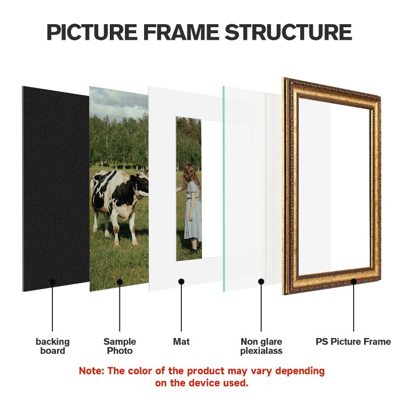 Splinterix 12x16 Antique Bronze Vintage Picture Frame, Ornate Vintage Picture Frames for Wall or Tabletop Display, 12 x 16 Photo Frame with Real Glass, Display Poster 8.5x11 with Mat or 12x16 without Mat for Antique DÃ©co - Image 4