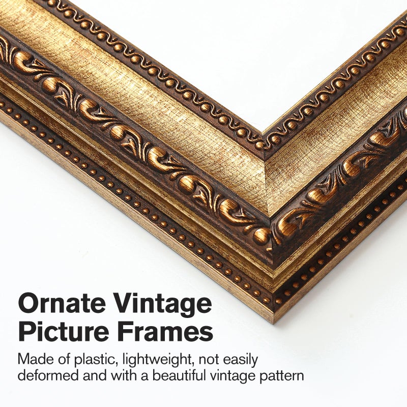 Splinterix 12x16 Antique Bronze Vintage Picture Frame, Ornate Vintage Picture Frames for Wall or Tabletop Display, 12 x 16 Photo Frame with Real Glass, Display Poster 8.5x11 with Mat or 12x16 without Mat for Antique DÃ©co - Image 3