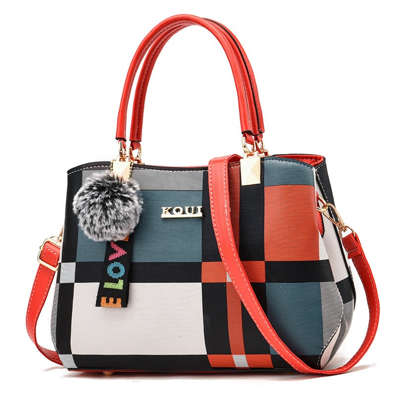 Factory Handbag Women'S Bag 2021 New Korean Check Fashion Middle-Aged Ladies Mother Shoulder Messenger Bag - Image 3