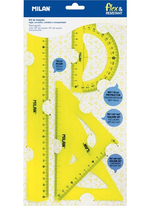 MILAN - 359801Y Geometry Ruler Set of 4 Yellow - Image 1