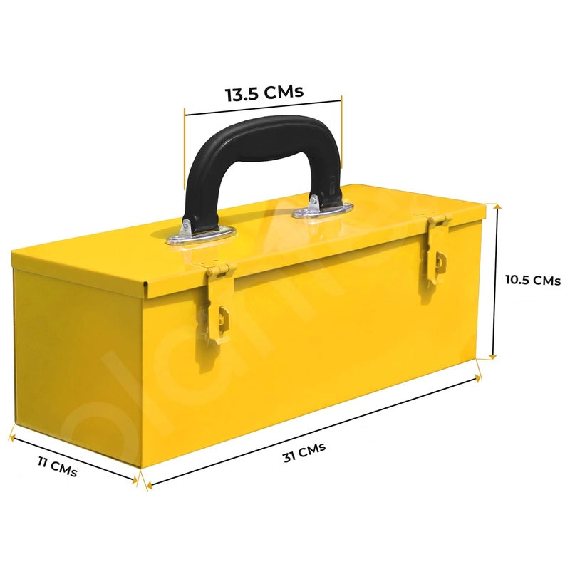 Plantex 12inch Metal Tool Box for ToolsTool Box Empty for Home UseCompact Tools Box Yellow 31 X 11 X 105 cm - Image 3