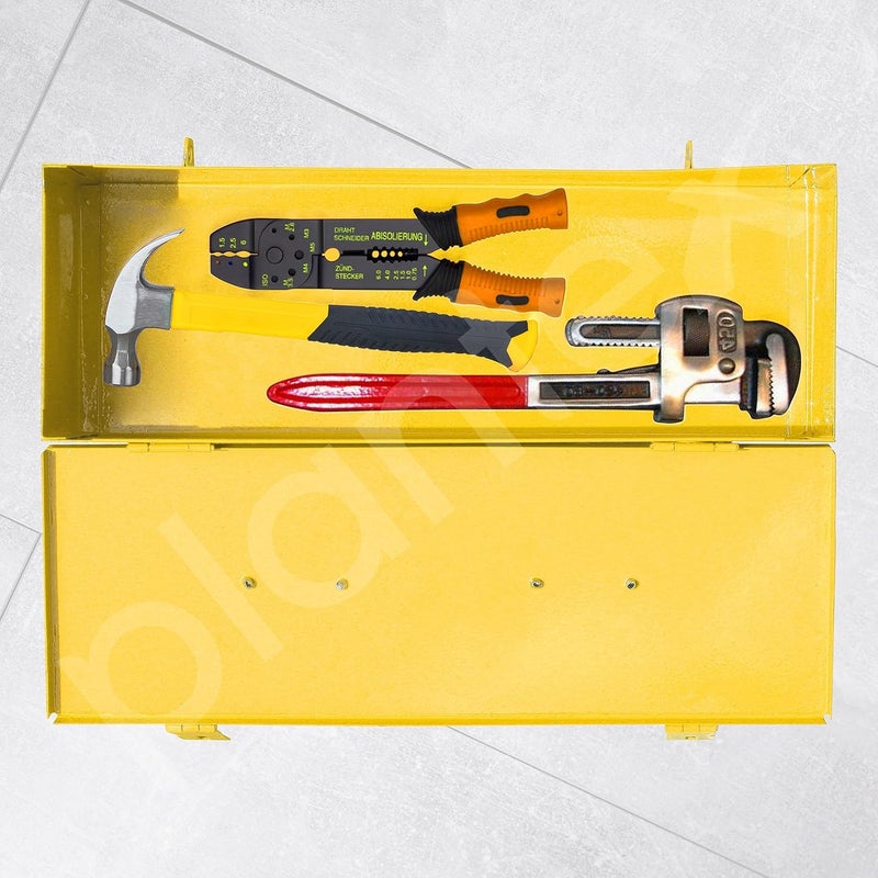 Plantex 12inch Metal Tool Box for ToolsTool Box Empty for Home UseCompact Tools Box Yellow 31 X 11 X 105 cm - Image 4
