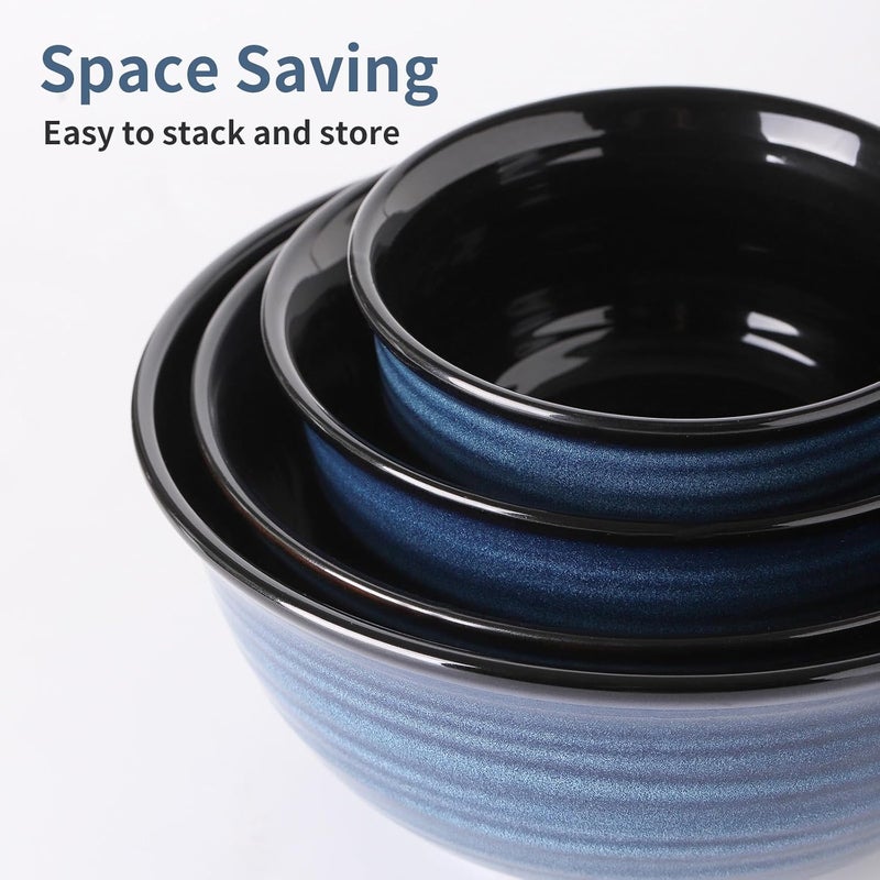 Hasense Mixing Bowls for Cooking Baking Ceramic Serving Dishes Set of 4 for Salad Fruits Popcorn Versatile Nesting Bowls for Housewarming Gift 21151005 Qt Dishwasher  Microwave Safe - Image 3