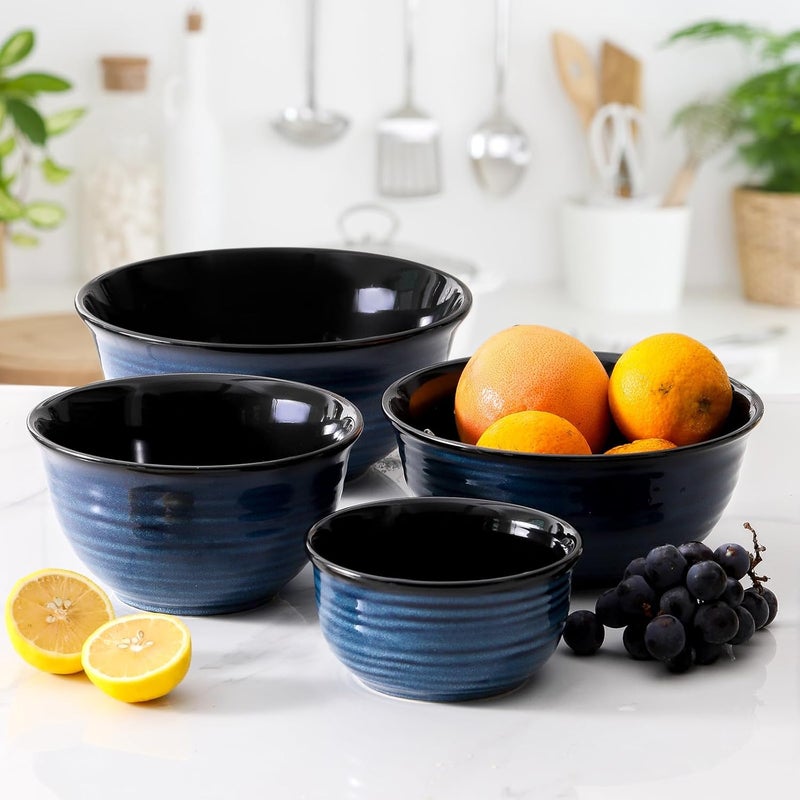 Hasense Mixing Bowls for Cooking Baking Ceramic Serving Dishes Set of 4 for Salad Fruits Popcorn Versatile Nesting Bowls for Housewarming Gift 21151005 Qt Dishwasher  Microwave Safe - Image 2