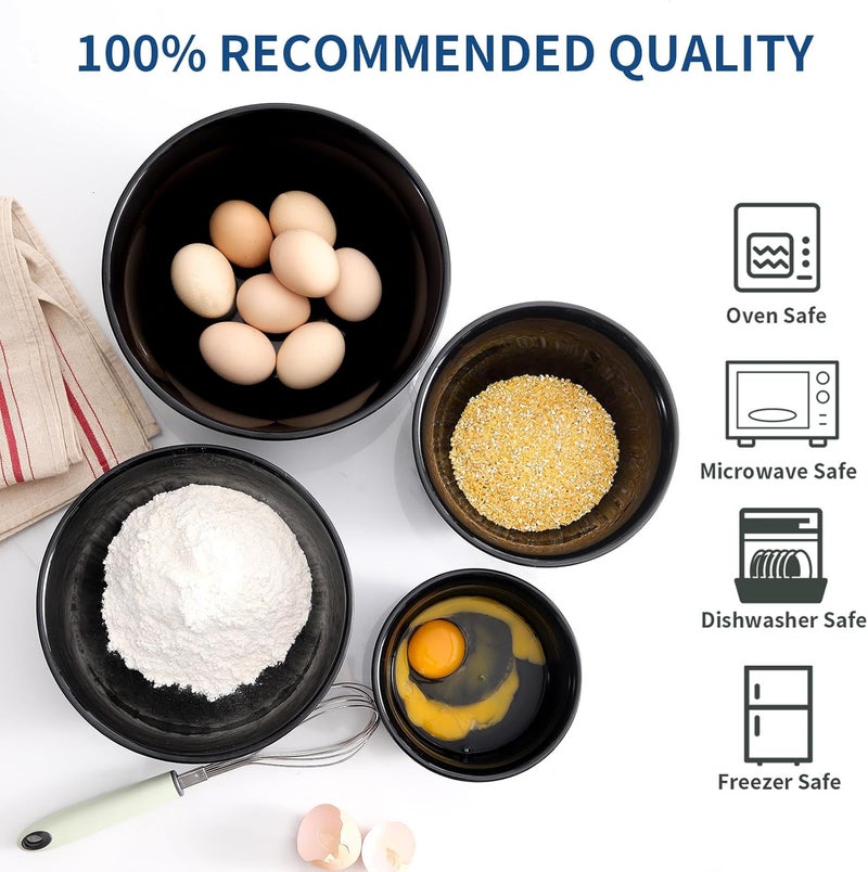 Hasense Mixing Bowls for Cooking Baking Ceramic Serving Dishes Set of 4 for Salad Fruits Popcorn Versatile Nesting Bowls for Housewarming Gift 21151005 Qt Dishwasher  Microwave Safe - Image 4