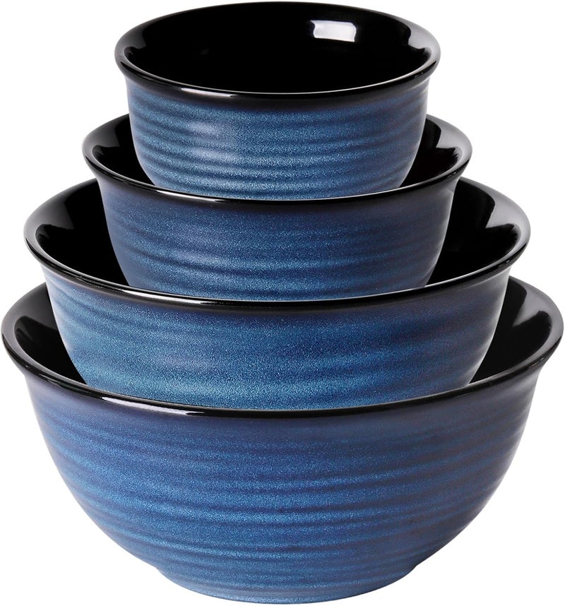 Hasense Mixing Bowls for Cooking Baking Ceramic Serving Dishes Set of 4 for Salad Fruits Popcorn Versatile Nesting Bowls for Housewarming Gift 21151005 Qt Dishwasher  Microwave Safe - Image 1