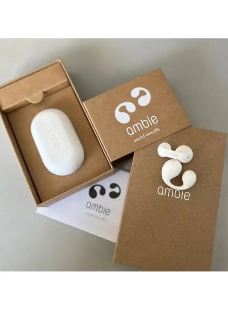 أمبي سماعات أذن لاسلكية Ambie Sound Pro Upgrade TWS، سماعات أذن بلوتوث، سماعات أذن رياضية، توصيل عظمي، مقاومة للماء، مثالية للنساء، ذهبي، (أبيض) - Image 2