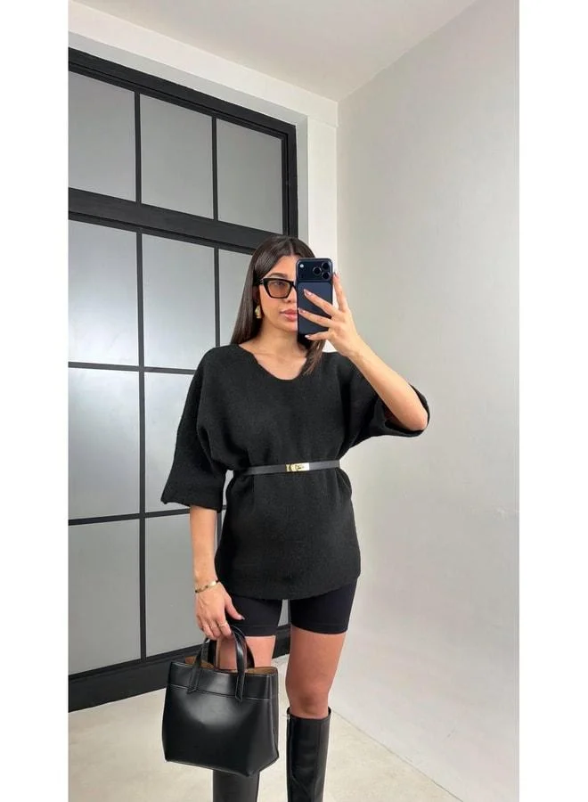 Gaus Black Back Lace-Detail Sweater GAUS-01091.