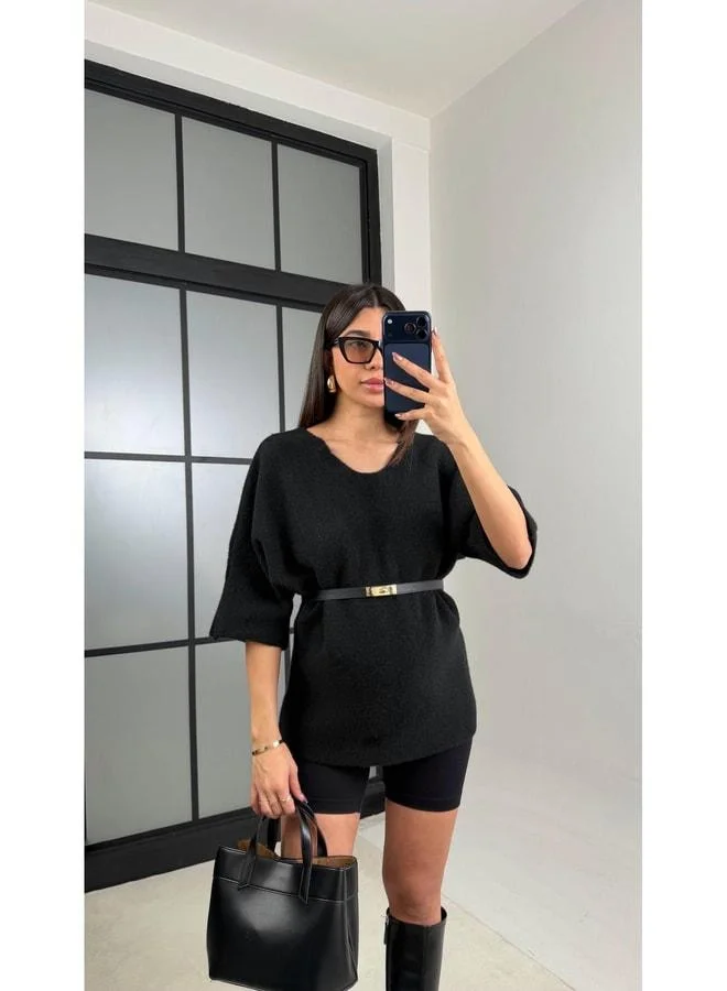 Gaus Black Back Lace-Detail Sweater GAUS-01091.