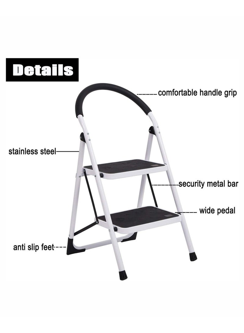 Living Professional Folding Ladder 2 Step Household Ladder With Wide Step 47*48*87 CM - Image 5