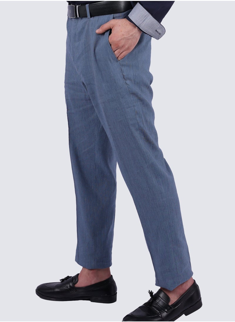 SELECTED - Men's Casual Formal Stretch Flat Front Pants in County Blue - Image 1