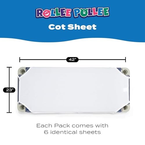 Rollee Pollee White Microfiber Cot Sheets - Super Soft & Durable with Elastic Loops - Ideal for Preschool & Daycare Naptime Bedding - Toddler Size 23" x 42" 6-Pack - Image 3