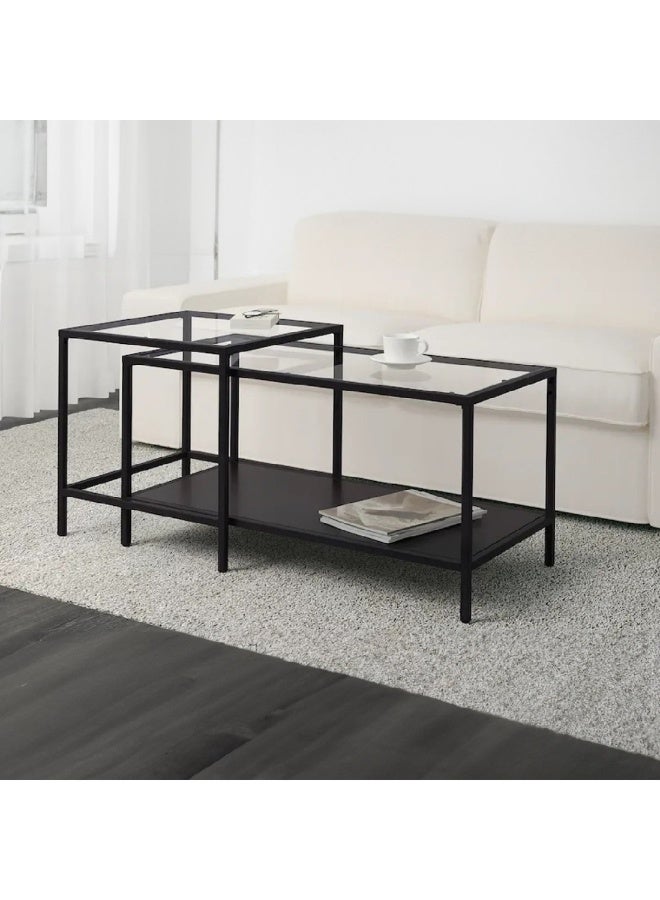 Home Box Arc/Ory 2-Pieces Glass Top Coffee Table Set 90 x 44 x 45 cm - Image 1