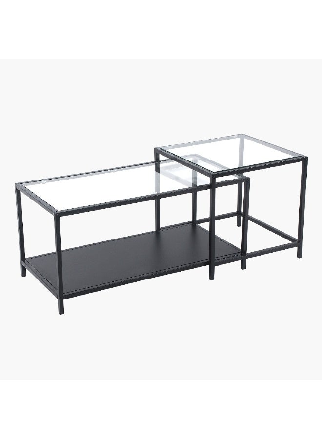 Home Box Arc/Ory 2-Pieces Glass Top Coffee Table Set 90 x 44 x 45 cm - Image 2