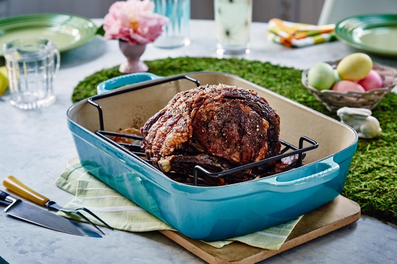 Le Creuset Enameled Cast Iron Signature Rectangular Roaster, 5.25 qt. (11.7" x 16.8"), Marseille - Image 4
