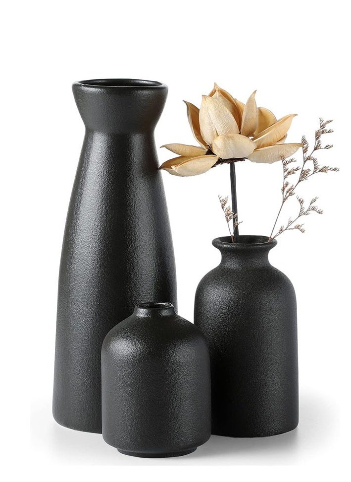 Generic Ceramic vase Set-3 Small Flower vases for Decor Modern Home Decor Vases for Decor Pampas Grass Vase Dried Flowers Vases Living Room Table Shelf Centerpieces Decoration 