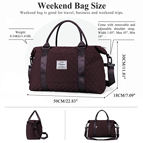 HYC00 Weekender Bags for Women, Travel Duffel Overnight Carry on Bag with Toiletry Bag&Wet Pocket,Wine Purple - Image 5