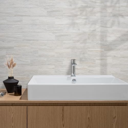 AULIGET 3" x 6" Subway Tile Peel and Stick Backsplash, Thick PVC Stick on Wall Tiles (100, Beige Slate) - Image 5