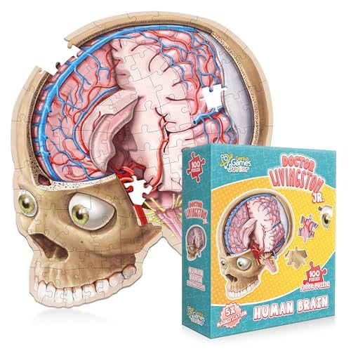 Genius Games Human Brain Floor Puzzle Doctor Livingston Jr Anatomy Model 100 Piece Jigsaw Puzzle Kids Puzzle and STEM Game About Brain Medically Accurate Science Toys for Kids Toddlers Teens - Image 1