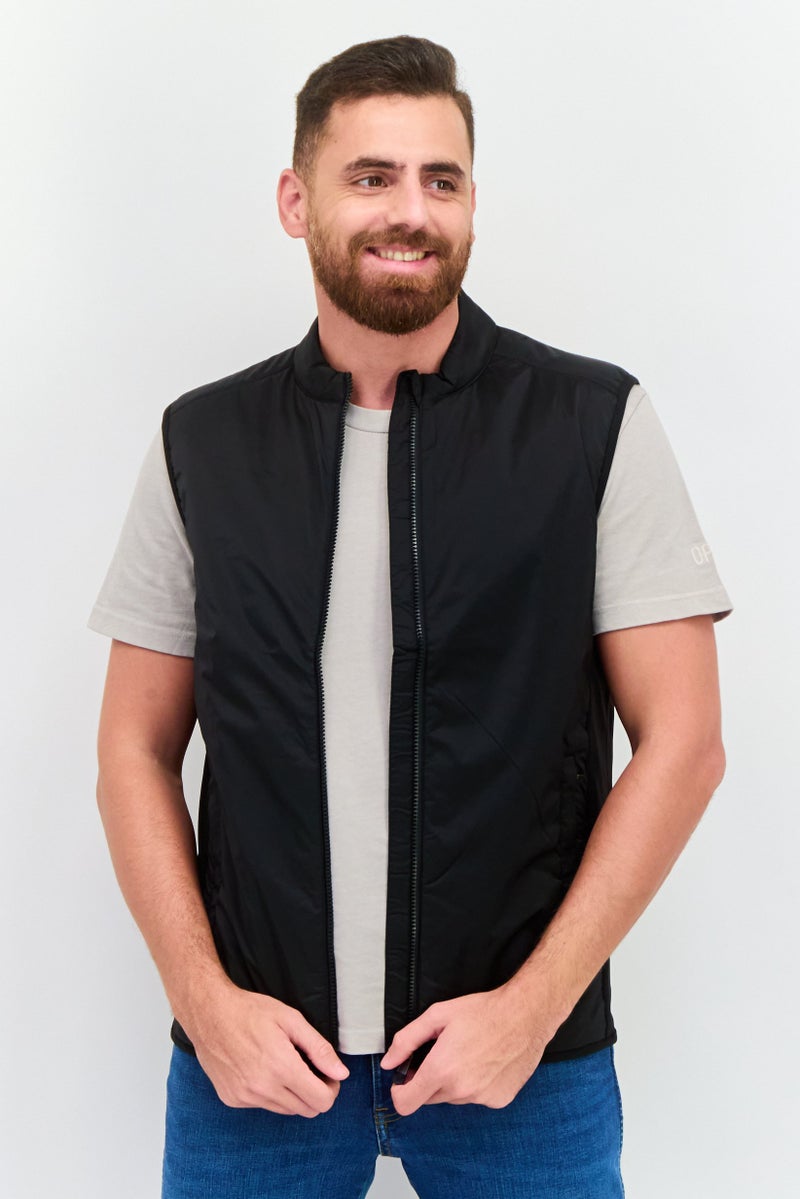 Lyle & Scott سترة بدون أكمام للرجال، مبطنة، سوداء - Image 1