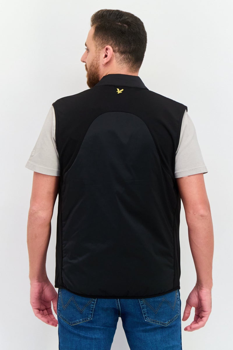 Lyle & Scott سترة بدون أكمام للرجال، مبطنة، سوداء - Image 3