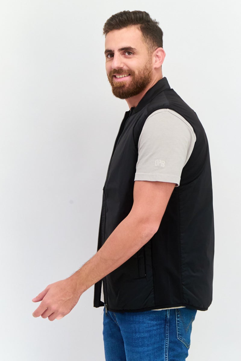 Lyle & Scott سترة بدون أكمام للرجال، مبطنة، سوداء - Image 2