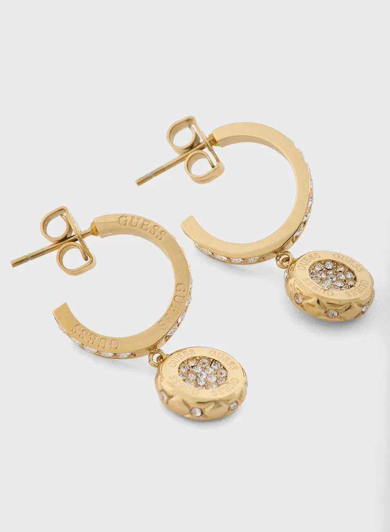 جس Coin Pendant Drop Earrings
