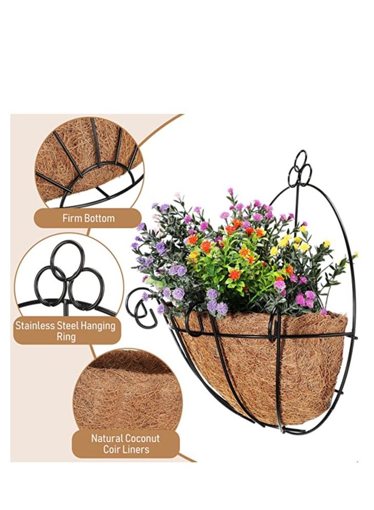 Generic FFD Hanging Metal Planter Basket with Coco Coir Liner Wall Mount Wire Plant Holder for Indoor Outdoor Garden Porch and Balcony  - Image 2