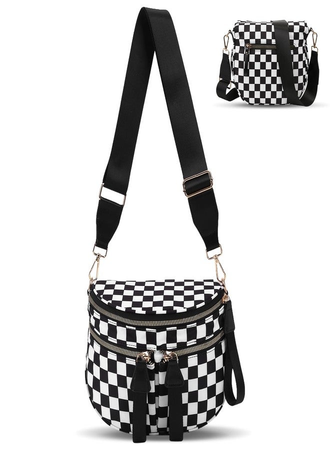 حقيبة خصر نسائية من YFGBCX، حقيبة كروسبودي كبيرة من النايلون بنقشة مربعات - Image 1