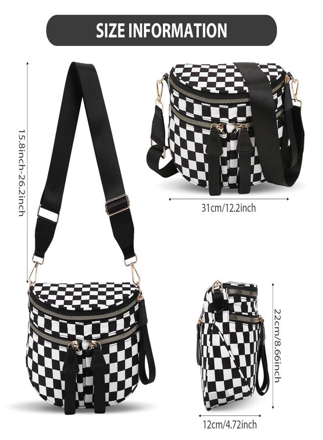 حقيبة خصر نسائية من YFGBCX، حقيبة كروسبودي كبيرة من النايلون بنقشة مربعات - Image 5