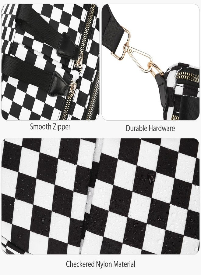 حقيبة خصر نسائية من YFGBCX، حقيبة كروسبودي كبيرة من النايلون بنقشة مربعات - Image 4