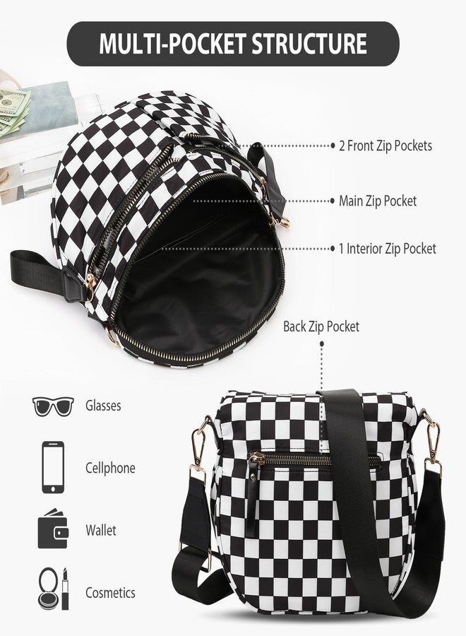 حقيبة خصر نسائية من YFGBCX، حقيبة كروسبودي كبيرة من النايلون بنقشة مربعات - Image 3
