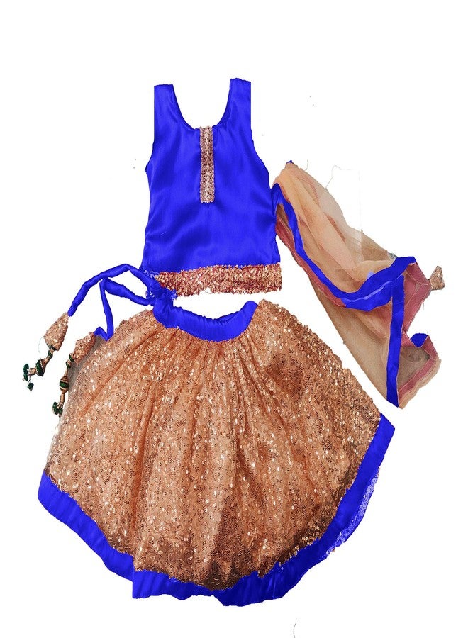 HIBA _Baby Girls Lehenga Choli set golden and blue 2-3 year - Image 1