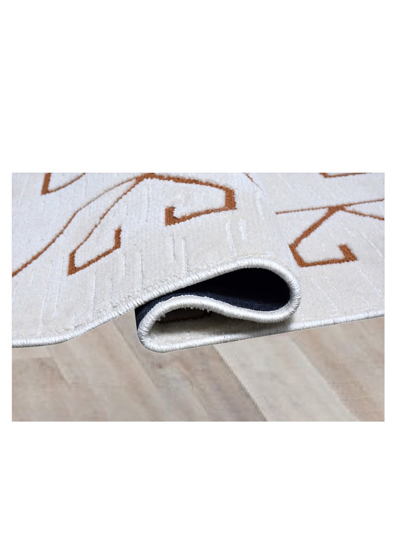 Tribe-Ivory-Copper-190X290 cm anti skid Machine Made Thick Indian Rug - Image 3