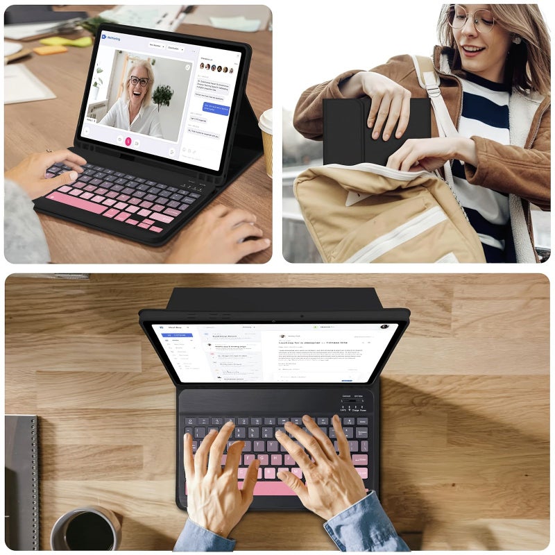 حافظة لوحة مفاتيح لاسلكية سوداء قابلة للفصل لأجهزة iPad الجيل العاشر - Image 4