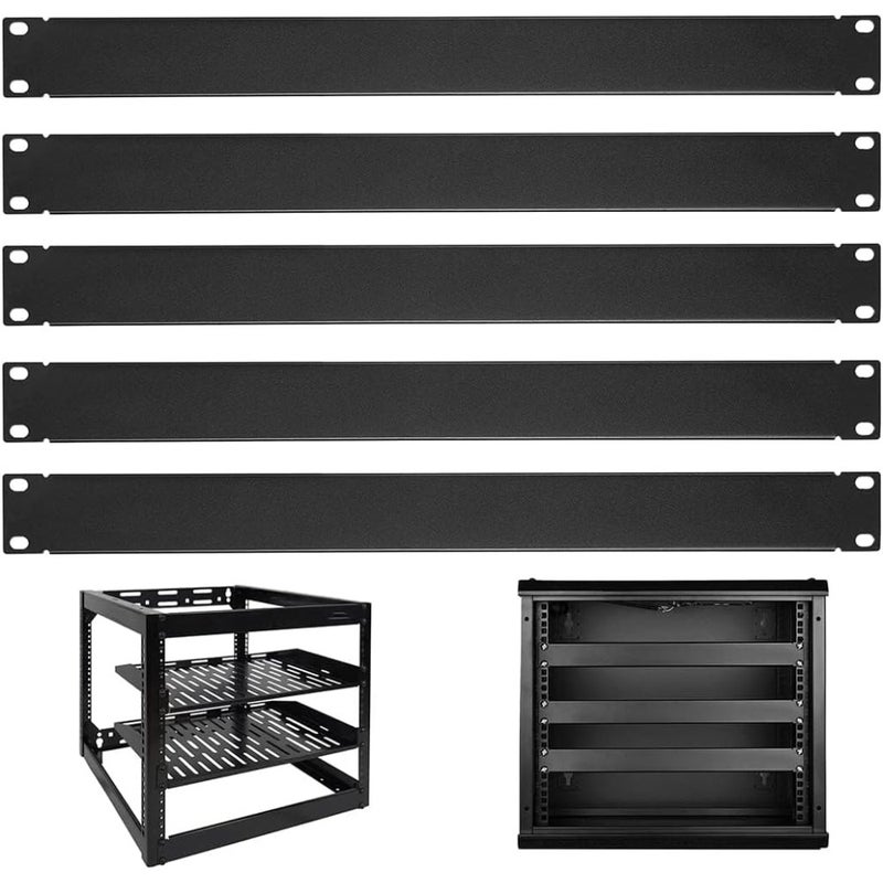1U Blank Panel, 5 Pcs Metal Rack Mount Filler Panels, Suitable for 19-inch Server Rack Cabinets/Enclosures/Network Cabinets, Color: Black. - Image 1