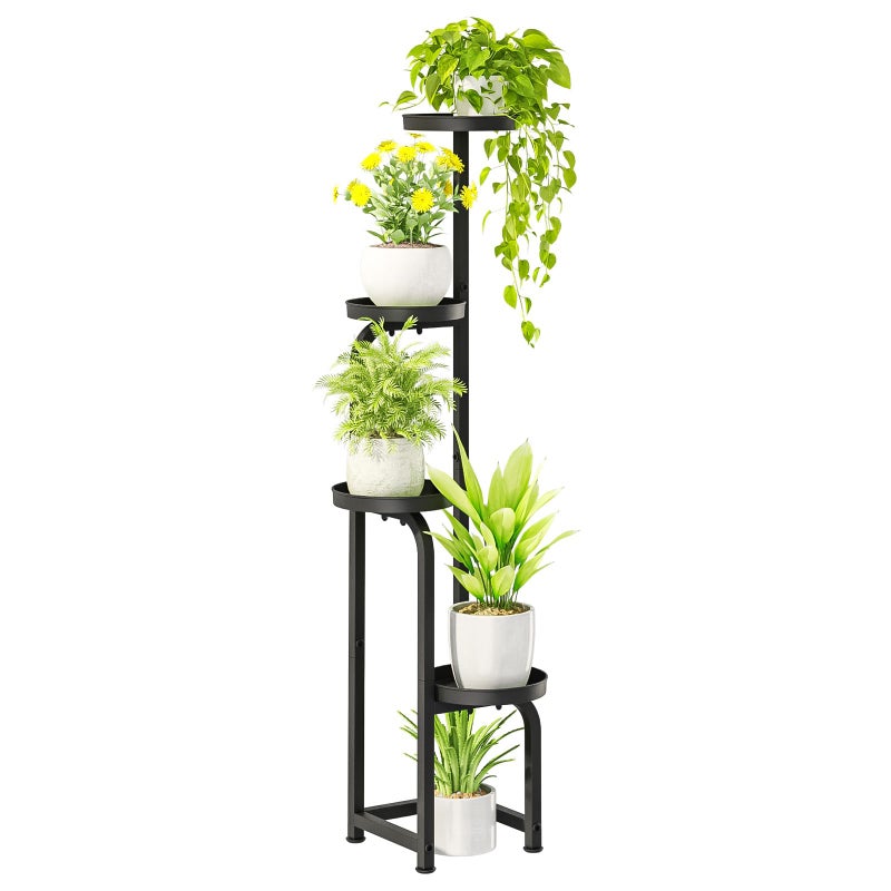 Bamworld Tall Plant Stand Indoor Outdoor Corner Metal Flower Pot Stands for Multiple Plants 4 Tier Heavy Duty Plant Shelf for Patio Garden Balcony Living Room BedroomPatent Design