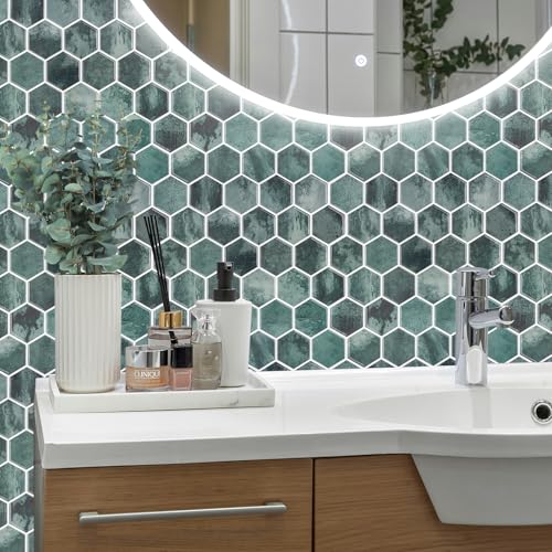 WalDecoo 10Sheet Hexagon Peel and Stick Backsplash for Kitchen New Upgrade Premium Extra Thicker Design 3D Self Adhesive Wall Tiles Large Stick on Tiles for Kitchen and Bathroom 12 x 12 - Image 3