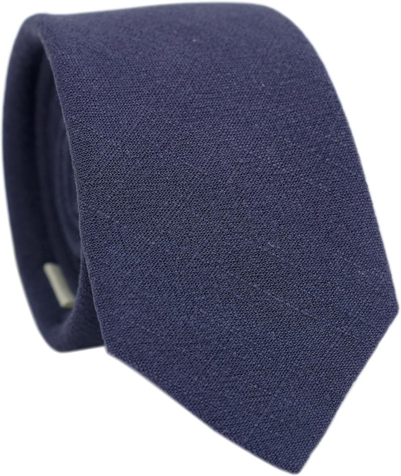BELLUNO Men's Skinny Ties, Cotton Linen Blend 2.5 inch Solid Neckties - Image 1