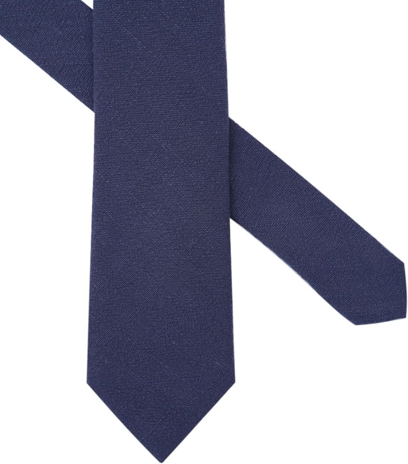 BELLUNO Men's Skinny Ties, Cotton Linen Blend 2.5 inch Solid Neckties - Image 3