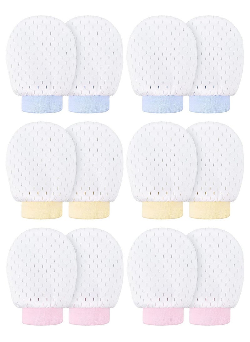 Oasisgalore 6 Pairs Newborn Anti-Scratch Mittens, Elastic & Breathable, 0-12 Months, Unisex  - Image 1